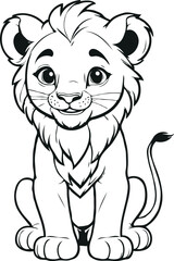 vector cute male child Lion smiling outline illustration