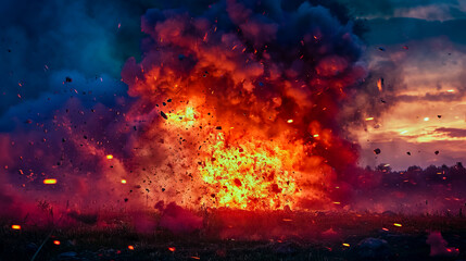 Photo of the explosion happened at the battle ground in the Ukraine.