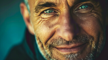 Portrait of a pleased man in his 40s.