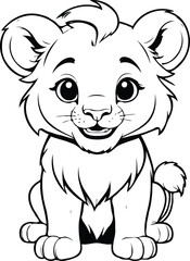 vector cute male child Lion smiling outline illustration