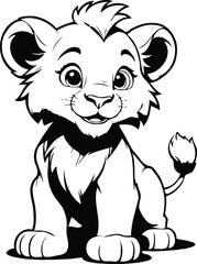 vector cute male child Lion smiling outline illustration