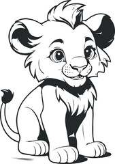 vector cute male child Lion smiling outline illustration