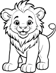 vector cute male child Lion smiling outline illustration
