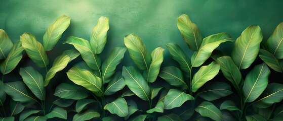 Fototapeta premium Background Consisting Of Tropical Plants. Illustration On The Theme Of Backgrounds, Nature And Ecology. Generative AI 