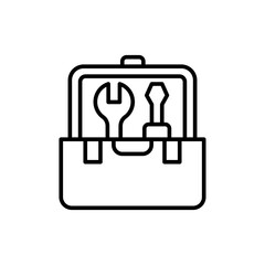 Tool box outline icons, minimalist vector illustration ,simple transparent graphic element .Isolated on white background