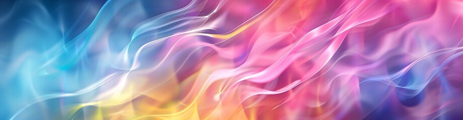 Fototapeta premium Vibrant Flowing Colors Background, Abstract Smooth Waves in Pink, Blue, and Yellow 