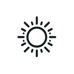 Sun Icon, Simplified Line Art, Weather Symbol
