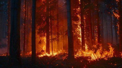 Fire in the forest, dangerous, summer, hot weather, care of forest, trees, no fire in the forest, don't play with fire