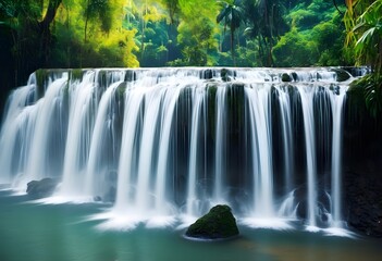 Fototapeta premium Jungle Cascades: Exploring the Serene Beauty of Asian Waterfalls