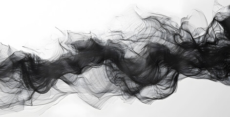 Fototapeta premium Black ink in water. Toxic black smoke movement on white background