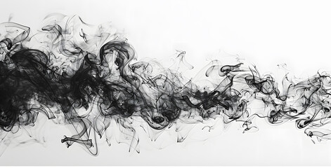 Fototapeta premium Black ink in water. Toxic black smoke movement on white background