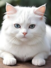 Obraz premium White Cat Animal Realistic Photo Illustration Art