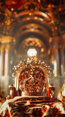 Obraz premium A king's crown in a majestic throne hall