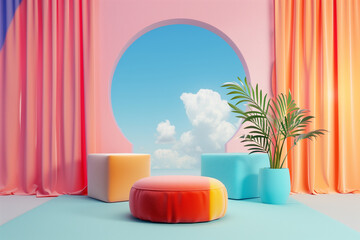 3d minimalistic lifestyle background illustration