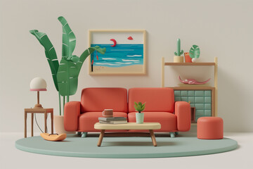 3d minimalistic lifestyle background illustration