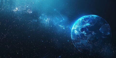 Obraz premium Earth from space showing the global Internet spread around the world