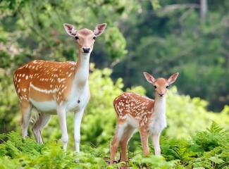 Doe and fawn fallow deer