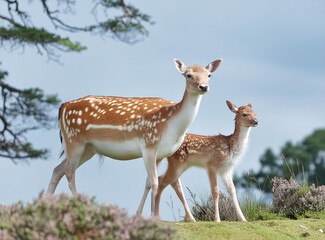 Doe and fawn fallow deer