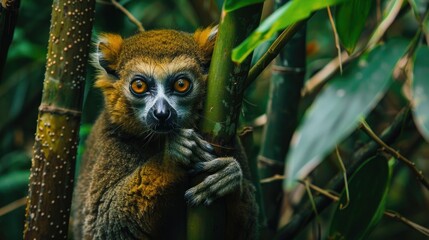 The Greater bamboo lemur also known as Hapalemur simus is among the most endangered primates...