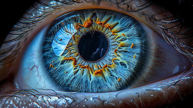 Detailed Close-Up of Human Eye with Artistic Interpretation, Generative AI