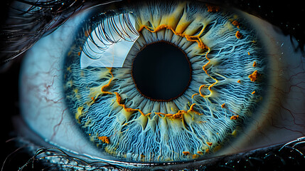 High-Resolution Eye Close-Up with Captivating Blue Iris, Generative AI
