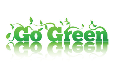 Go Green Letters with Leaves. Ecology and nature care concept vector