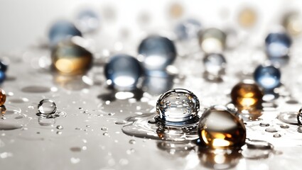 Realistic water droplets on white background design wallpaper