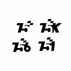 75, 75k, 756, 751 logo design in sport style.