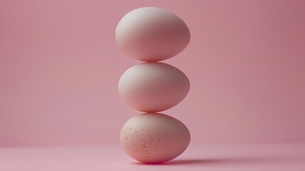 levitating Eggs , pastel color background, professional studio photography, hyperrealistic, minimalism, negative space, high detailed, sharp focus