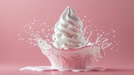 levitating Whipped Cream , pastel color background, professional studio photography, hyperrealistic, minimalism, negative space, high detailed, sharp focus