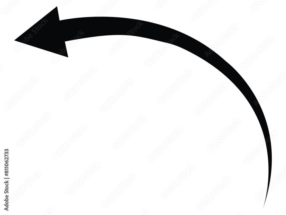 Canvas Prints sharp curved black arrow icon. arrow illustration pointing down. counterclockwise direction pointer.