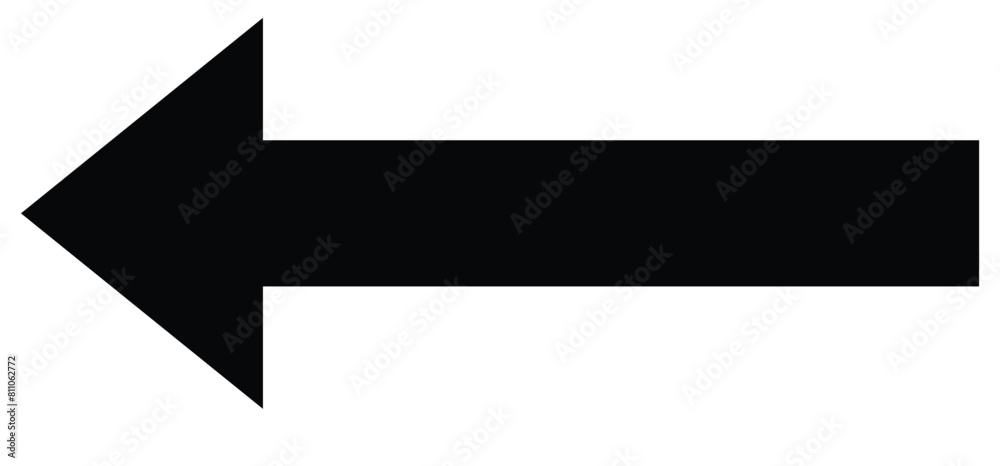 Wall mural black large forward or left pointing solid long arrow icon sketched as vector symbol . eps 10