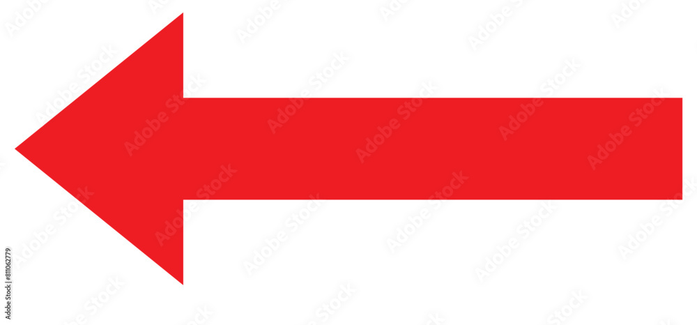 Canvas Prints red large forward or left pointing solid long arrow icon sketched as vector symbol . eps 10