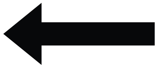 black large forward or left pointing solid long arrow icon sketched as vector symbol . eps 10