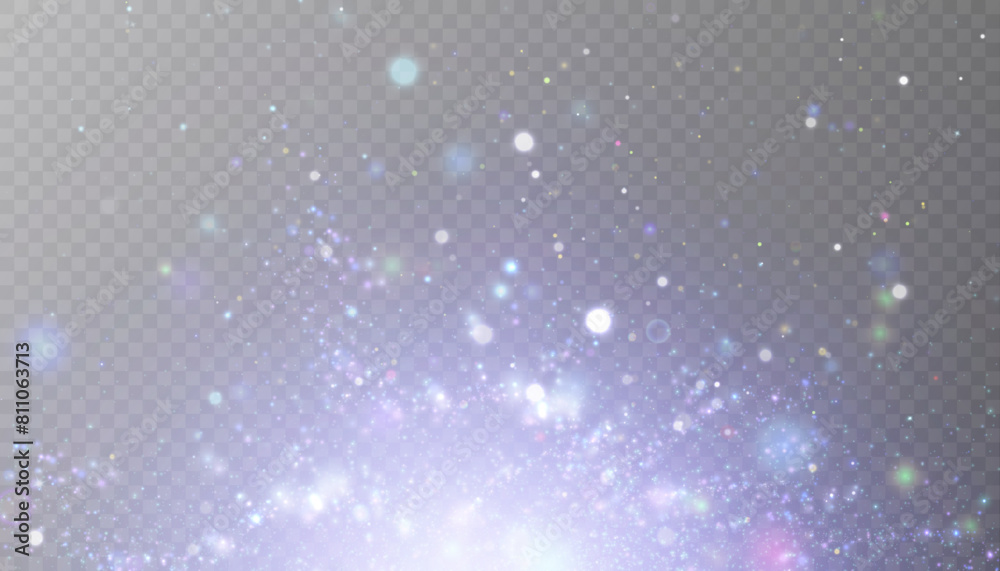 Poster Abstract bokeh lights isolated on transparent background for Christmas and New Year illustrations. Vector	
