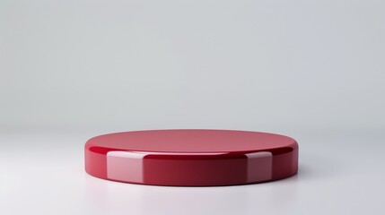 Minimalist red round platform for product display, background for luxury organic cosmetic, skin care, beauty treatment product display 3D
