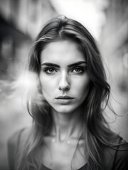 Fototapeta premium Black and white portrait of beautiful woman