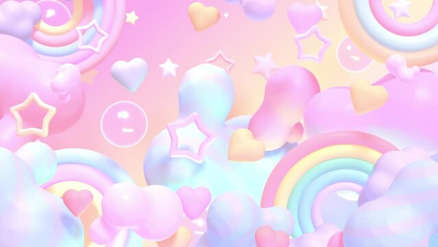 Looped cartoon rainbow sky animation.