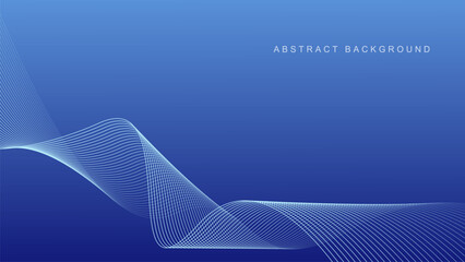 Abstract glowing wave lines on dark blue background. Dynamic wave pattern. Modern flowing wavy lines. Futuristic technology concept. Suit for banner, poster, cover, brochure, flyer, website