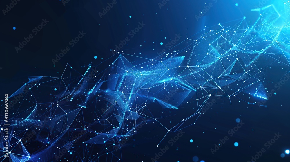 Poster Abstract polygonal space low poly background with connecting dots and lines for digital technology.