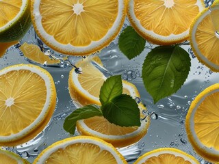 lemon water, lemonade. Fresh mint and lemon slices add a refreshing touch to water