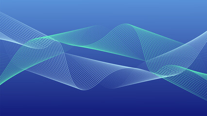 Abstract glowing wave lines on dark blue background. Dynamic wave pattern. Modern flowing wavy lines. Futuristic technology concept. Suit for banner, poster, cover, brochure, flyer, website