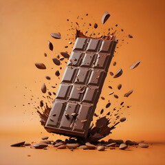 Chocolate almonds On orange BG poof .SF2514S