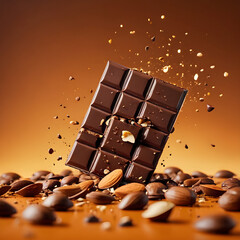 Chocolate almonds On orange BG poof .SF2514S