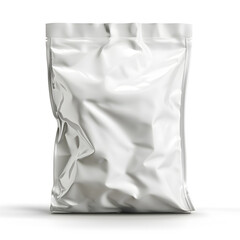 White plastic bag mockup for product isolated on white background. 3d blank white plastic bag for packaging design