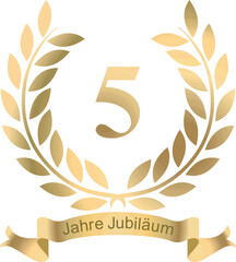 Laurels in vector for the 5 years jubilee with text in German