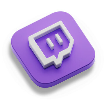twitch game streaming app isometric concept logo icon element in round corner square base isolated 3d style rendering illustration
