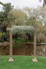 Wedding ceremony next to dam