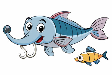 nose fish cartoon vector illustration