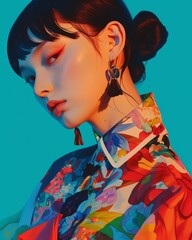 attractive glamorous asian female woman makeup cosmetic fashionista magazine shooting style beautiful portrait headshot of elegance makeup woman asian style culture